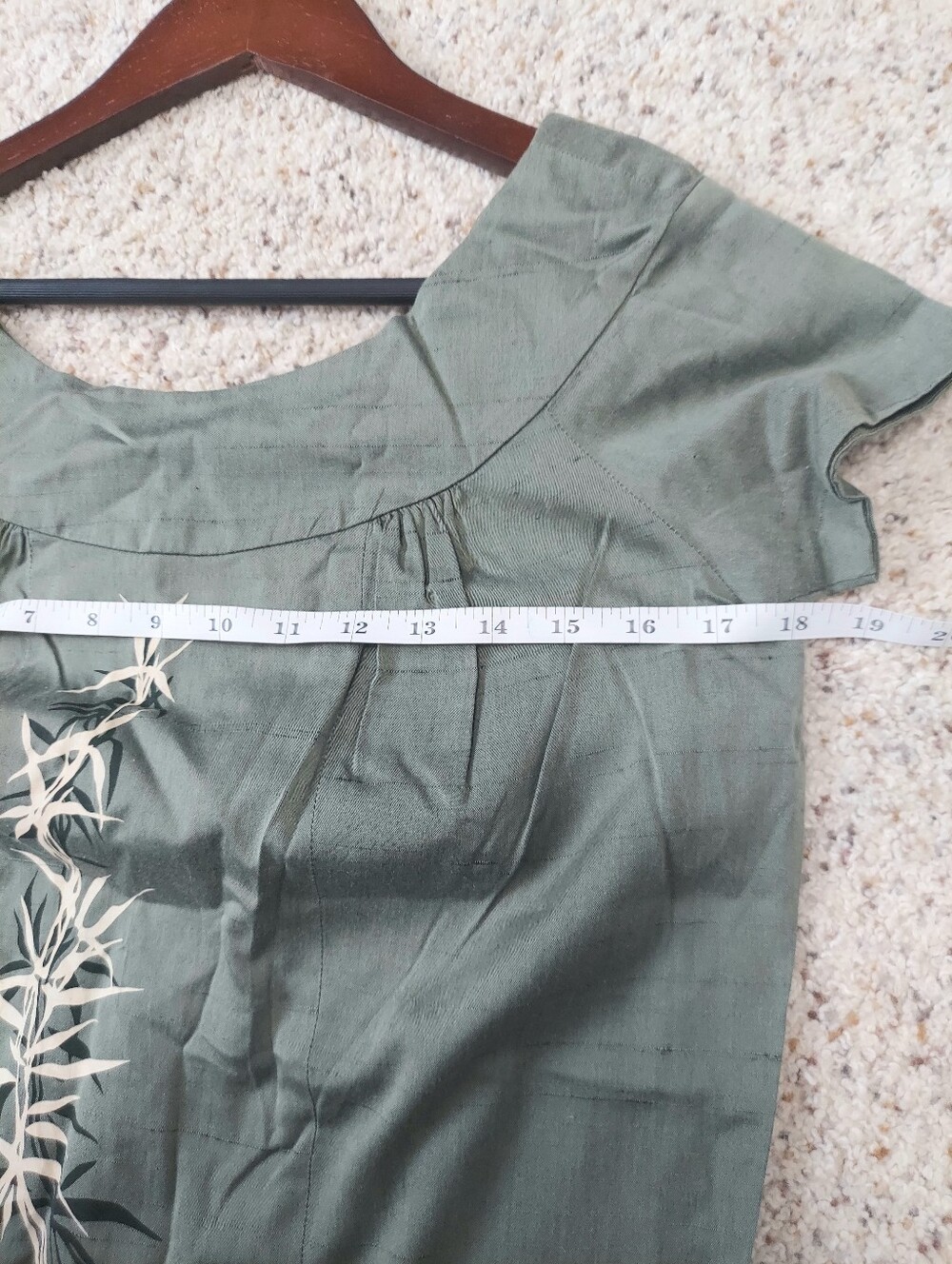 Vintage Liberty House By Kiyomi Olive Green Muumuu Dress Bamboo Art Hawaiian 8 - Picture 8 of 9